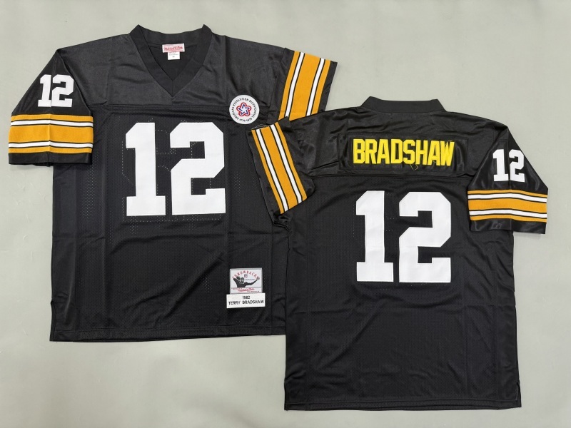 Men 2025 Pittsburgh Steelers #12 Bradshaw black Throwback Limited NFL Jersey style 005->buffalo bills->NFL Jersey